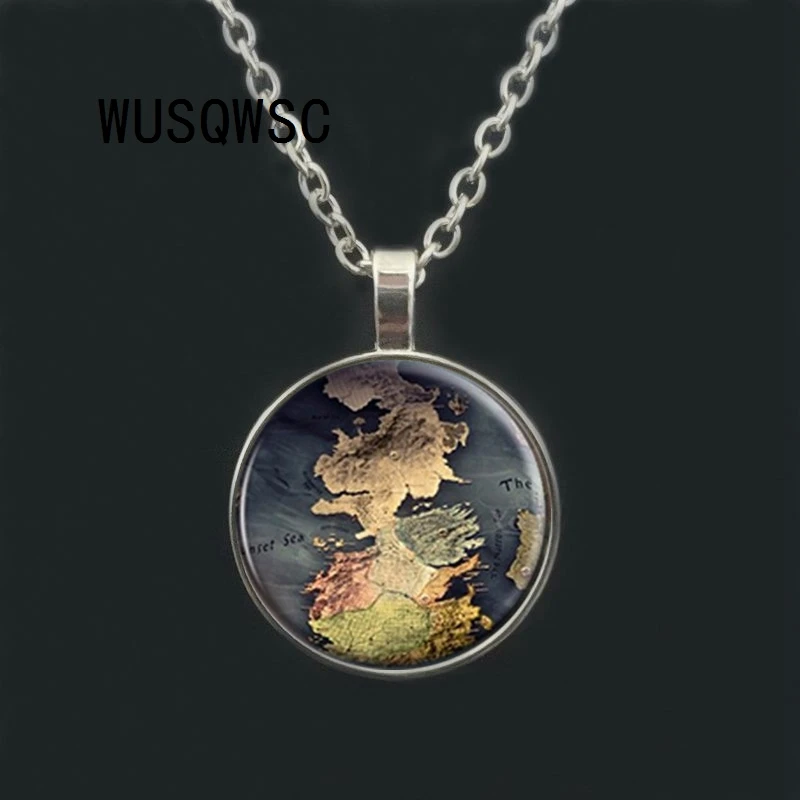 

WUSQWSC The Game Of Thrones Map Jewelry Westeros Map Pendant Movie Game Of Thrones Necklace Song Of Ice And Fire Jewelry Vintage
