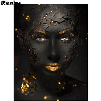 

DIY Diamond full square African woman Makeup diamond embroidery mosaic rhinestone painting diamond painting 5d cross stitch B409