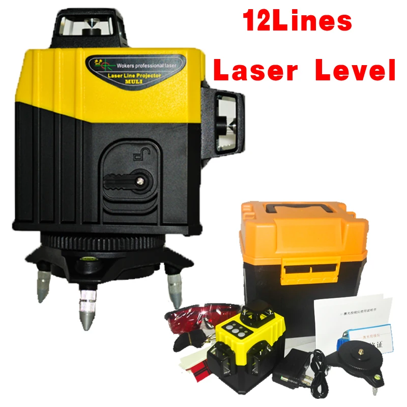

12Linhas3D Super Poderoso Laser Lithium battery 360 Horizontal E Vertical do Nivel de Auto-Nivelamoent Oblique line function