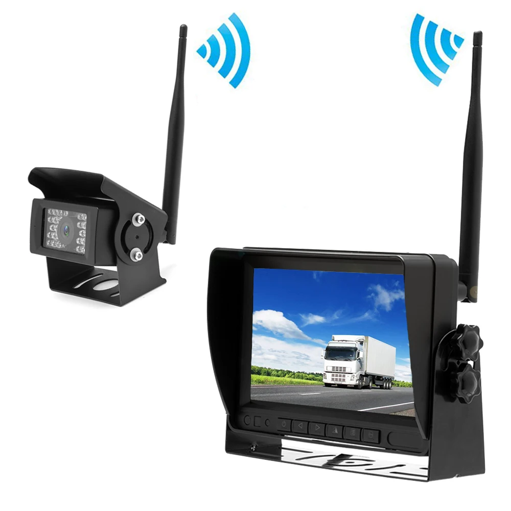 

2018 Waterproof IR Rear View Backup Camera System for Bus Trailer RV Farm Machine Auto 7 Inch Digital Wireless Reversing Monitor