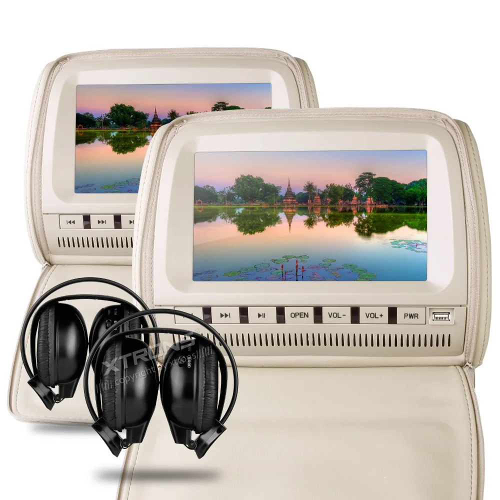 Discount 2x9" Beige Color (Black & Grey Optional) Headrest Car DVD with 2 IR Headphones Car Headrest Monitor with DVD Buit-in Speaker 2 Discount 2x9" Beige Color (Black & Grey Optional) Headrest Car DVD with 2 IR Headphones Car Headrest Monitor with DVD Buit-in Speaker 2
