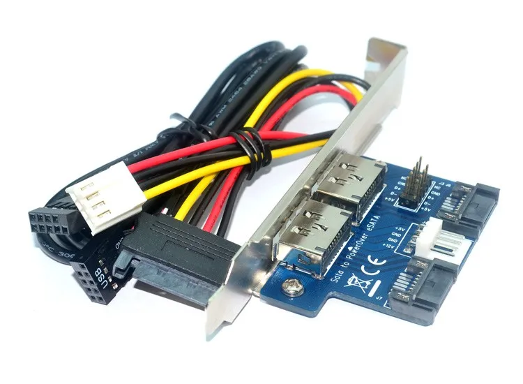 

Desktop Computer Dual Port SATA to Power eSATA eSATAp 9Pin to USB 2.0 Converter Expansion Rear Bracket Card