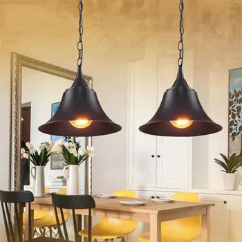 

Loft Vintage Creative Design Pendant Light Art Industrial Hanging Lamps Modern Black Iron Cap Indoor Lighting