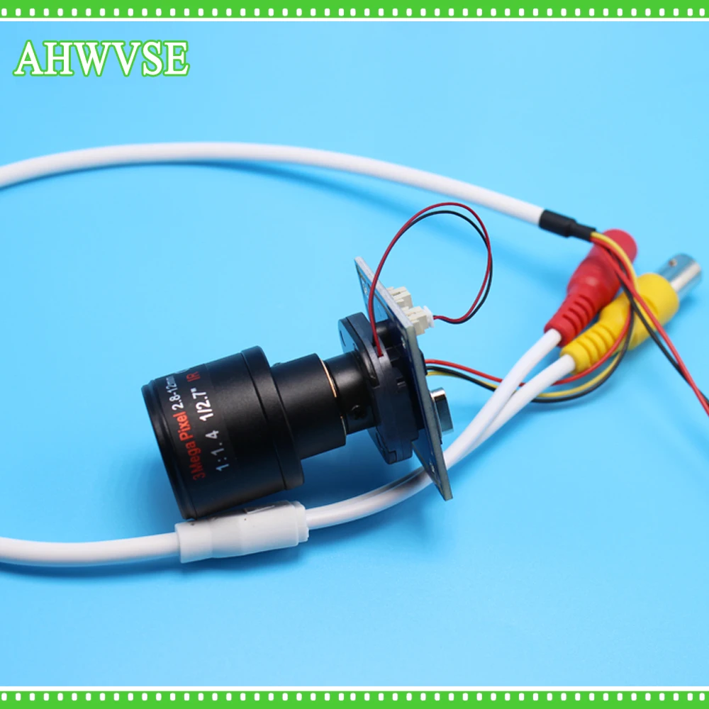 

AHWVSE HD CMOS 1200TVL Mini CCTV Camera Module Board with BNC Cable 2.8-12mm LENS IRCUT Indoor Camera