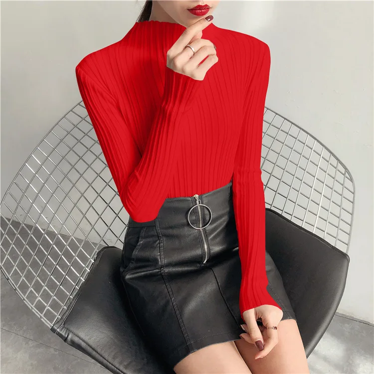 Yovamoo Turtleneck Solid Women Sweater Skinny Elastic Knitted Full Sleeve Pullover Slim Top Femme Autumn Fashion Jumper Yovamoo Turtleneck Solid Women Sweater Skinny Elastic Knitted Full Sleeve Pullover Slim Top Femme Autumn Fashion Jumper