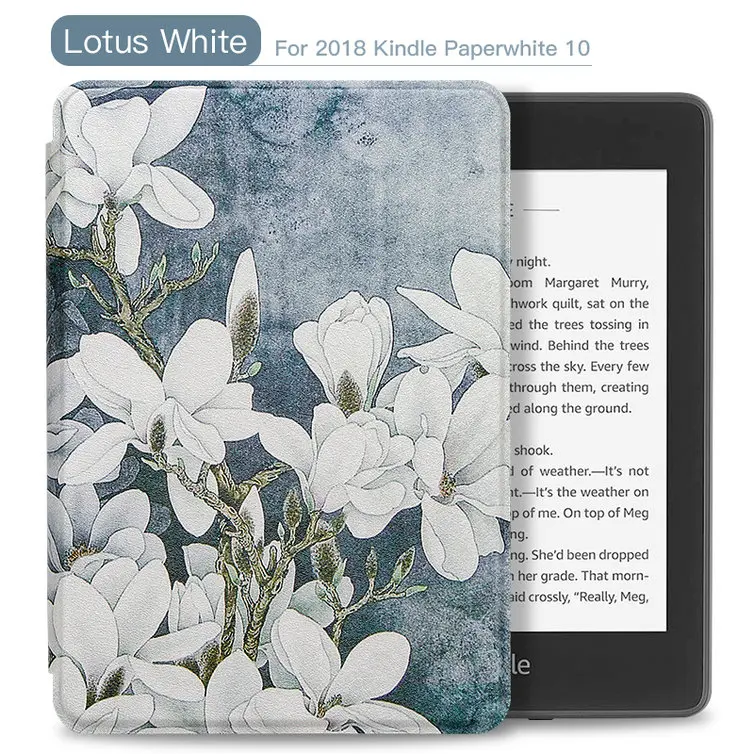 WALNEW из искусственной кожи чехол для Amazon Kindle Paperwhite(10 поколение) 6 дюймов крышка электронной книги Smart Auto Sleep/Wake - Цвет: Lotus White