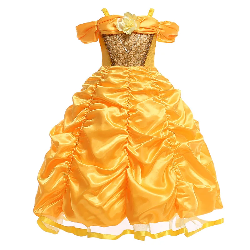 FINDPITAYA костюм для косплея "Белль" Девочки Красавица и Чудовище платье принцессы Детское многослойное бальное платье на Хэллоуин