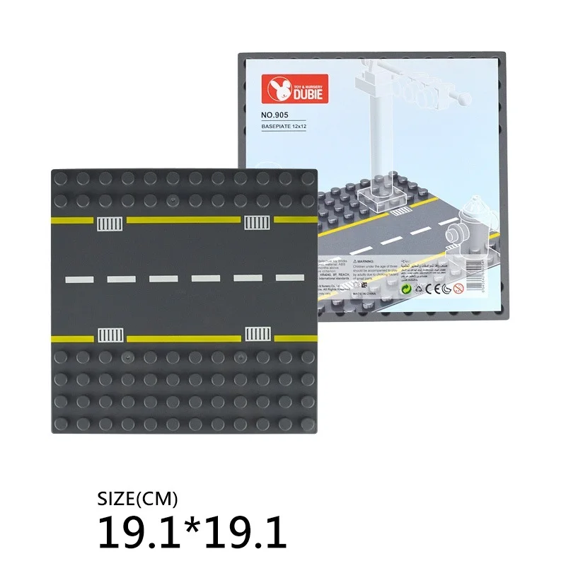 Городской дорожный трек, большие строительные блоки, доска, аксессуары для автомобиля, сделай сам, сборка автомобиля, игрушки, детский подарок, совместимый набор Duplo - Цвет: Straight road plate