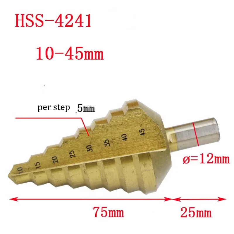 

Triangle reaming drill 10- 45mm step wood drill / stepped drill bit /high-speed steel hss step 4241step cone dril