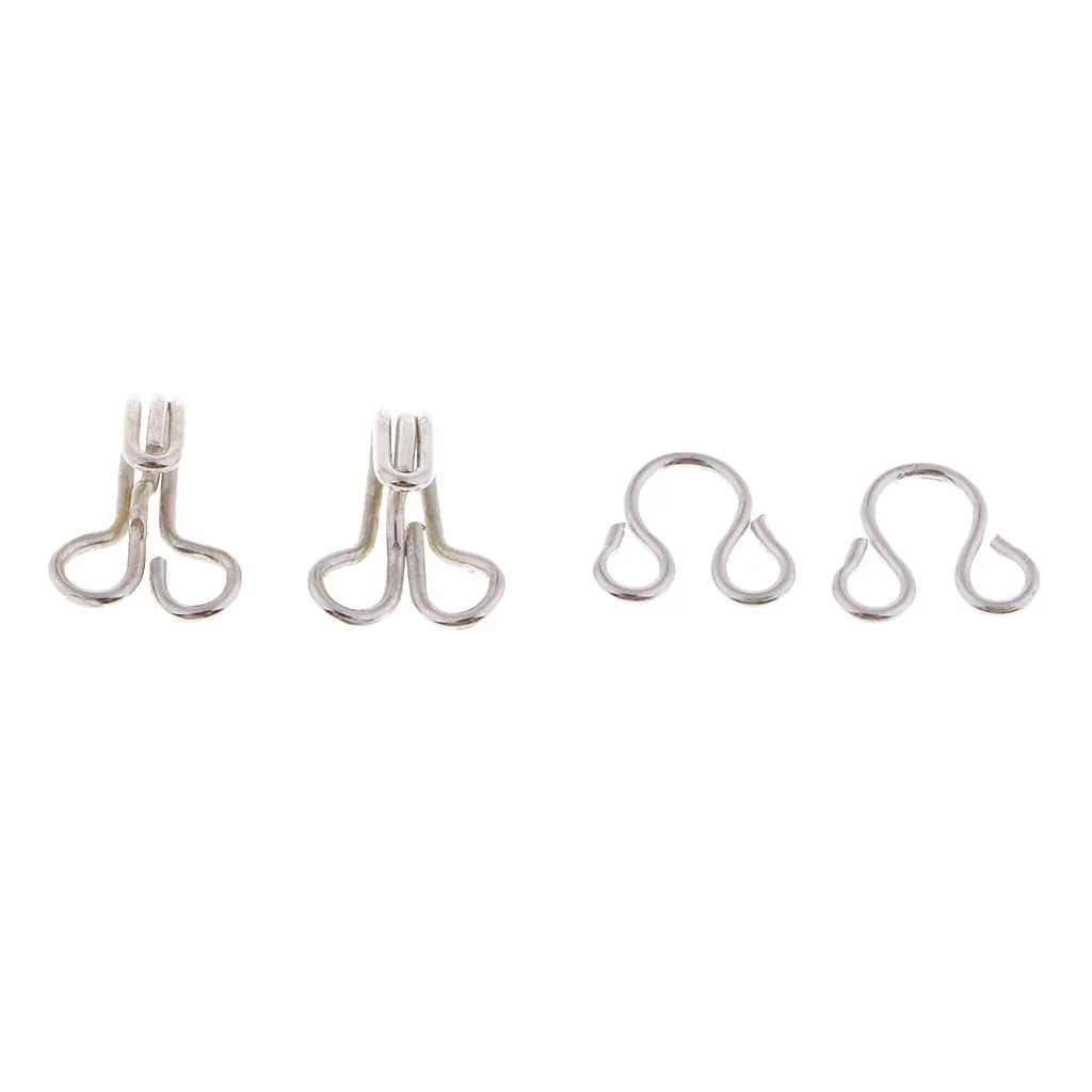 50 Sets Silver Black Metal Hook and Eye Closure Sewing Fasteners for Fur Dress Skirt Collar Bra Sew