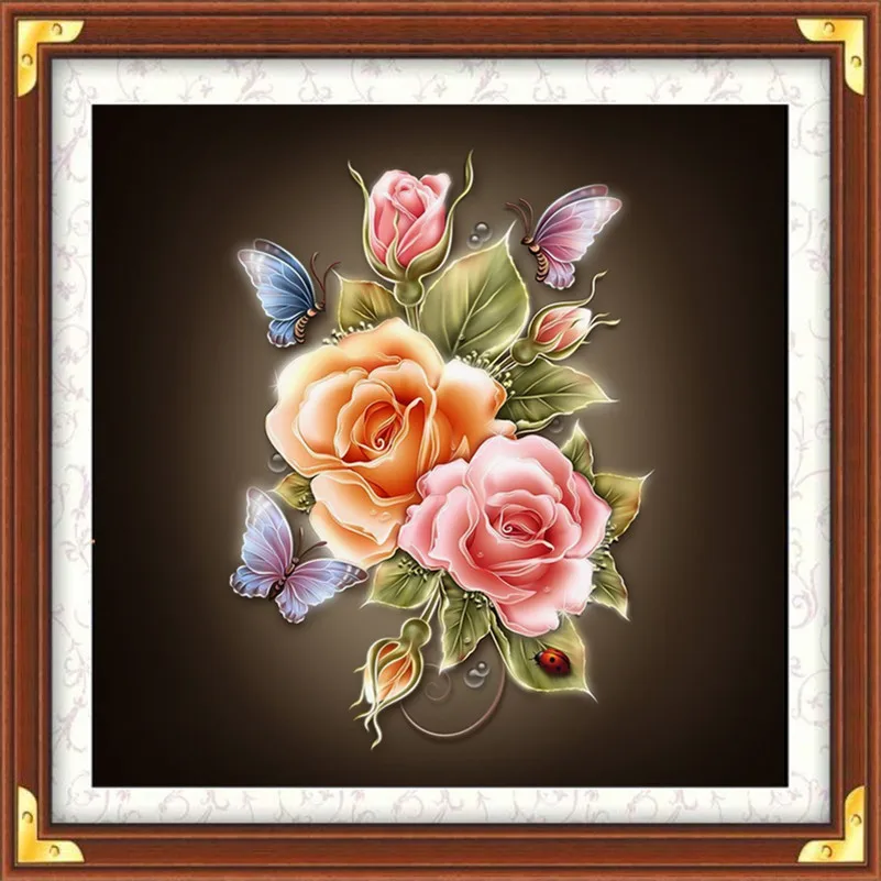 5D diy алмаз живопись бабочка Европейский стиль цветы фотографии стразами круглый вышивка крестом рукоделие home decor подарок