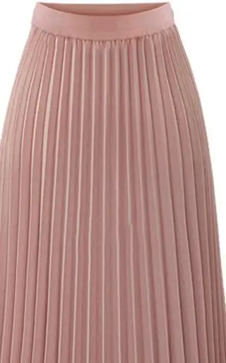 Горячая весна и лето Новая мода плиссированная юбка эластичная талия миди юбка тонкая Faldas Largas Mujer Verano - Цвет: Розовый