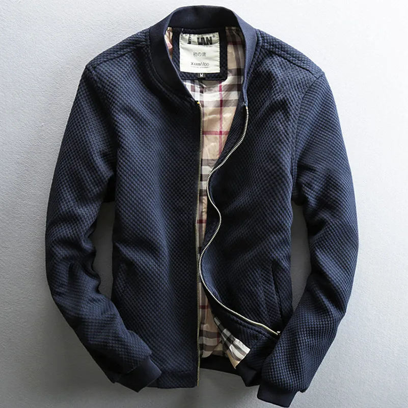 

2017 new arrivals autumn winter basis cotton causal jacket men solid jacket beige blue black zipper basebal jacket for men