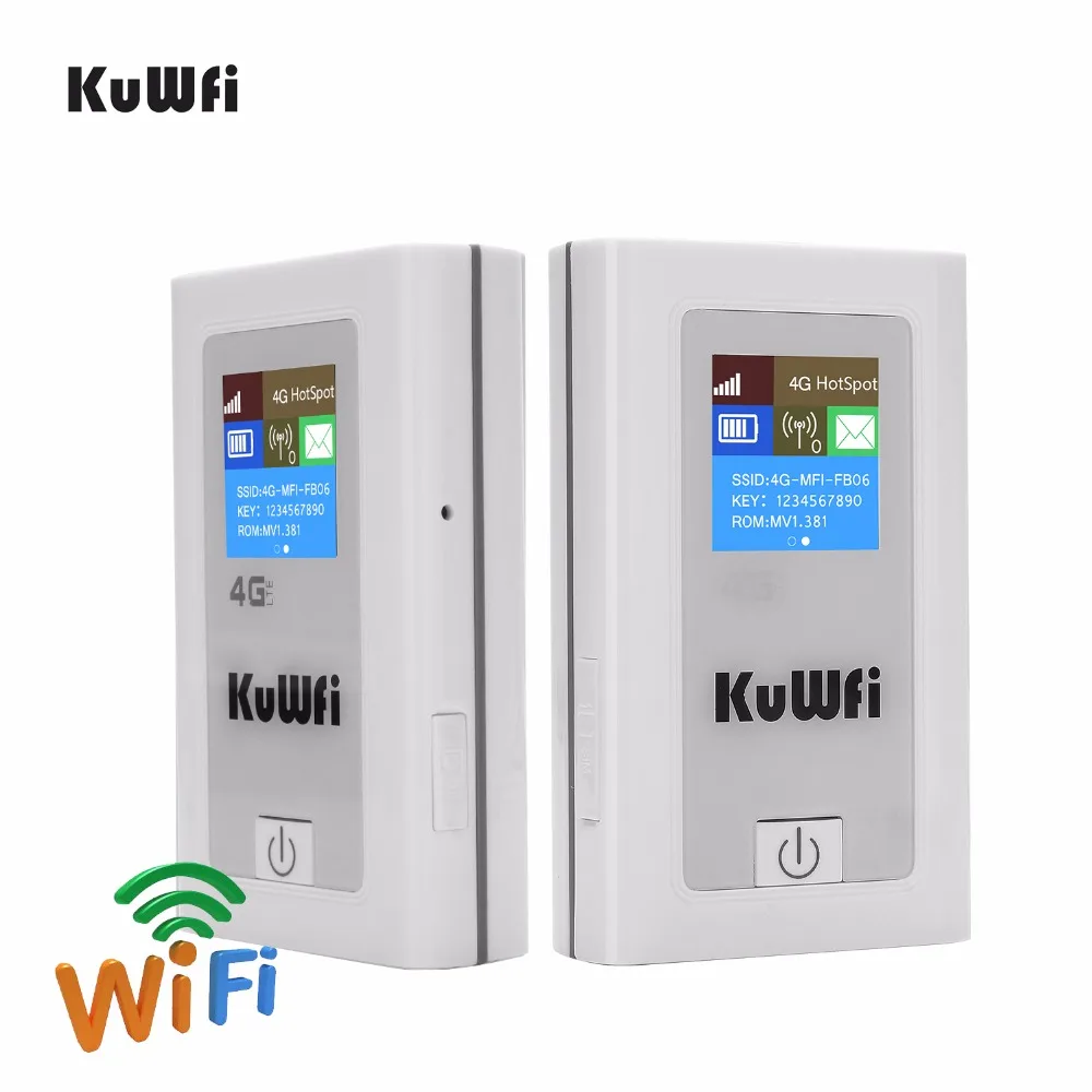 KuWFi внешний аккумулятор 4G LTE роутер 3g/4G sim-карта Wifi роутер Карманный 150 Мбит/с CAT4 Мобильная точка доступа WiFi с слотом для sim-карты