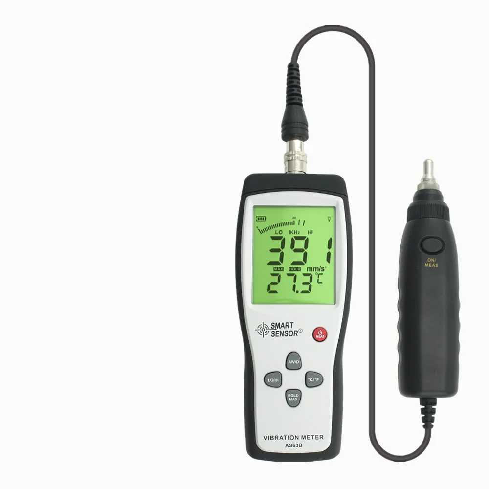 

Digital vibration meter 10HZ~1KHZ 0.1~199.9m/s Precision Smart Sensor AS63B Vibration measurer Tester Gauge Analyzer W/Carry Box