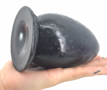 FAAK Strawberry anal plug anus stuffed stopper big butt plug with suction cup rough surface sex toys women man anal expansion 2