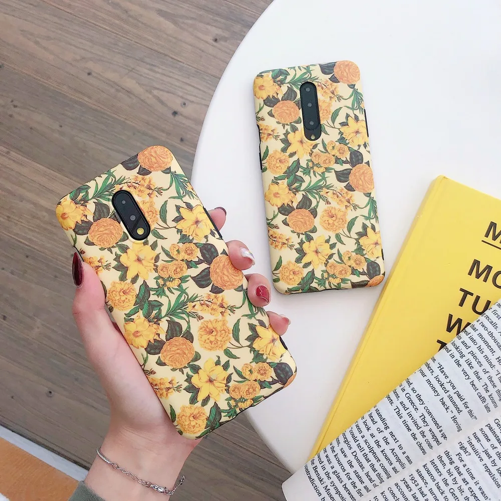 Retro Yellow Flowers Cases for font b OnePlus b font font b 7 b font