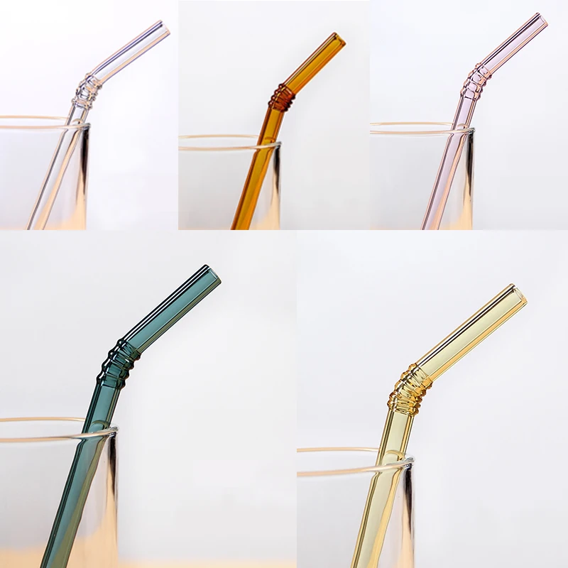  Reusable Clear Glass Straw Cocktail Milk Tea Coffee milk Crystal stirring Bent Drinking Straws For Birthday Party Wedding Bar |Бутылки для
