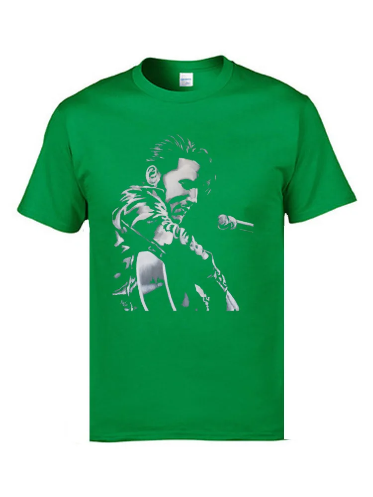 100% Cotton Fabric Men Short Sleeve Printed On T-shirts Printing Tops T Shirt Designer Casual Crew Neck T Shirts Elvis Presley   The King Is Back  9642 green