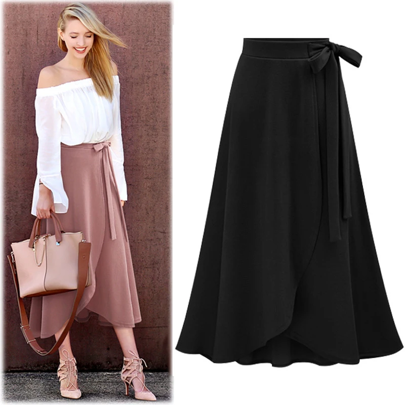 

New women skirts ladies clothes 2018 fashion black green pink bandage women maxi long skirt jupe femme streetwear plus size
