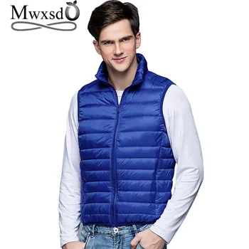 

Mwxsd Brand men's winter white duck down fur vest and coat men warm down waistcoat male winter ultralight sleeveless jacket
