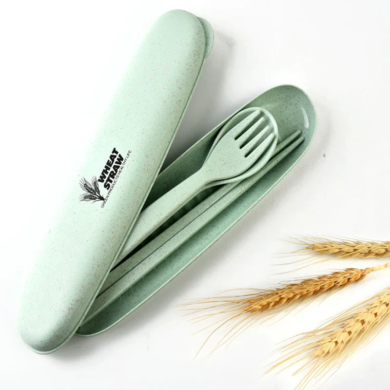 3 шт./компл. пшеничной соломы посуда Портативный LunchForks комплект студентов Обед
