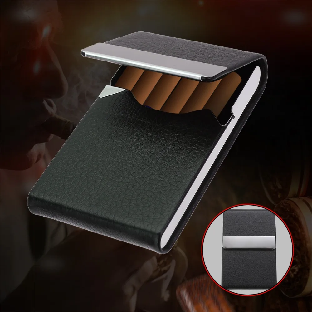 

Mayitr PU Leather Cigarette Tobacco Box Storage Case Holder Wallet Cigarettes cases Container Accessory 96x65x13mm