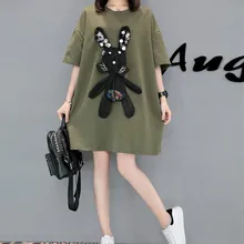 

Women Summer Dress Plus Size Clothes Loose Casual Cute Rabbit Short-Sleeved T-Shirt Dresses for women Vestido De Festa XL-5XL