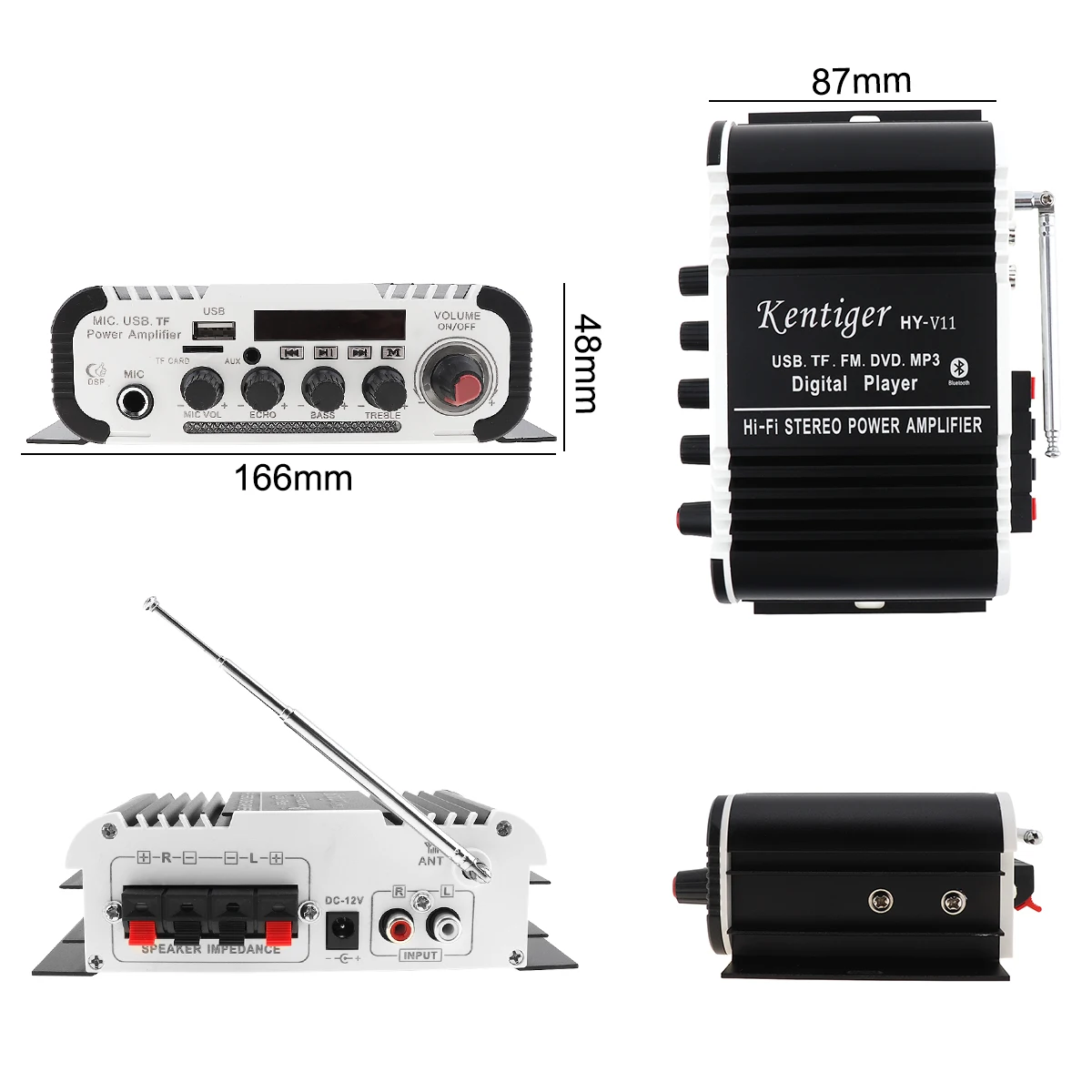 Fm-радио приемник 2CH Hi-Fi Bluetooth автомобильный аудио усилитель мощности fm-радио плеер SD USB DVD MP3 вход для автомобиля мотоцикла дома