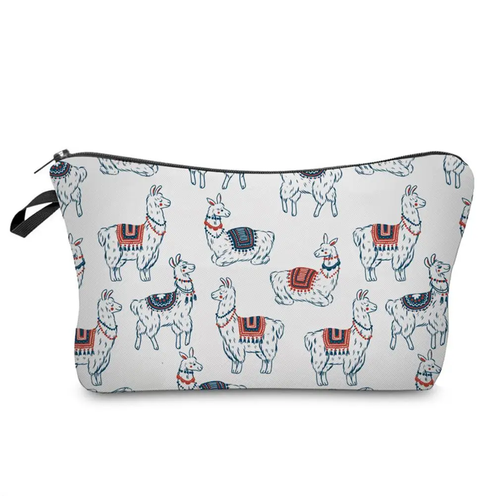 

Cartoon Alpaca Print Travel Cosmetic Bag Women Toiletries Organizer Zipper Pouch
