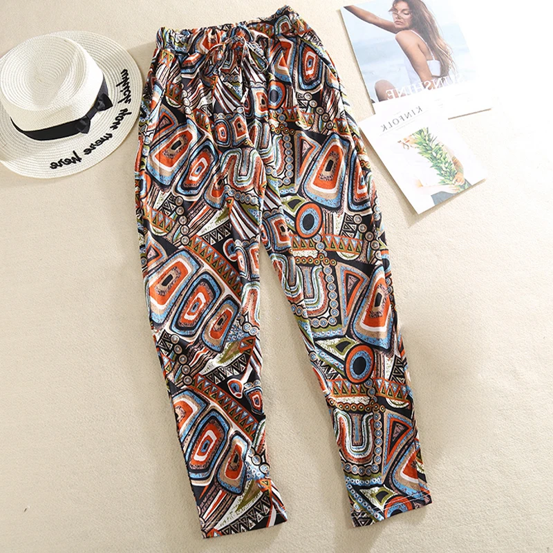 

Bohemian Style Summer Pants 2019 Jogger Mujer Boho Hippie Pants Women Casual Beach Trousers Women Pleated Harem Pants Plus Size
