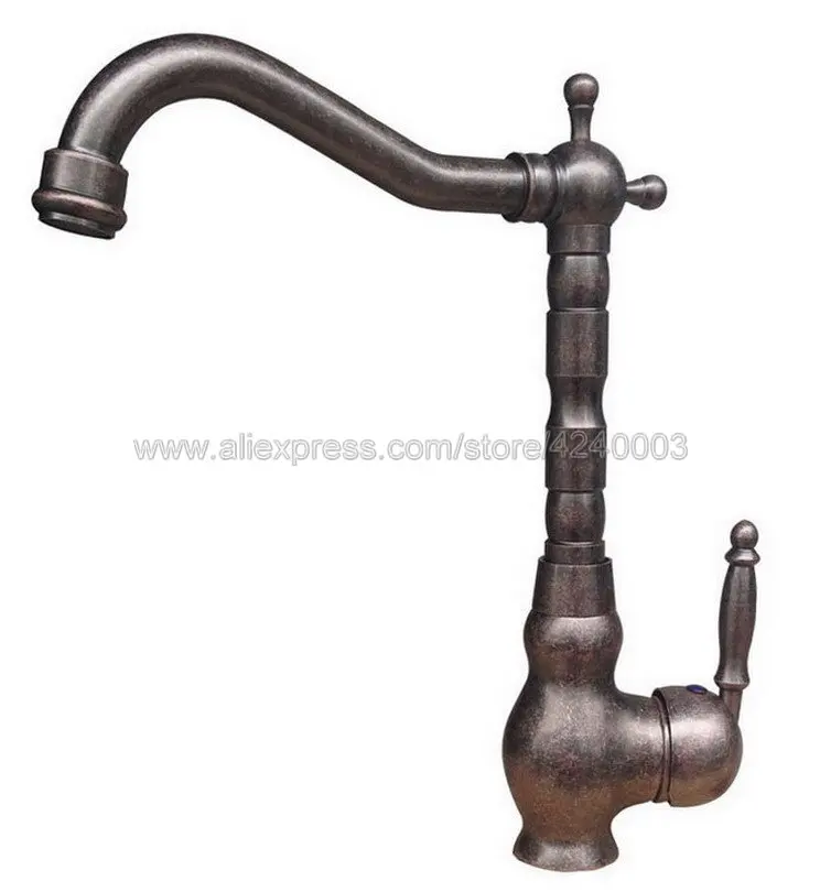Antique Copper Basin Faucets Bathroom Sink Faucet Single Handle Swivel Hot Cold Mixer Water Tap Knn020