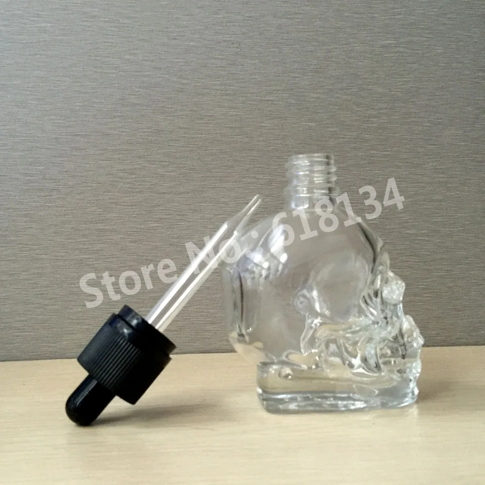 2 pcs Glass skull 60ml skull glass dropper bottle 2 oz skull bottle