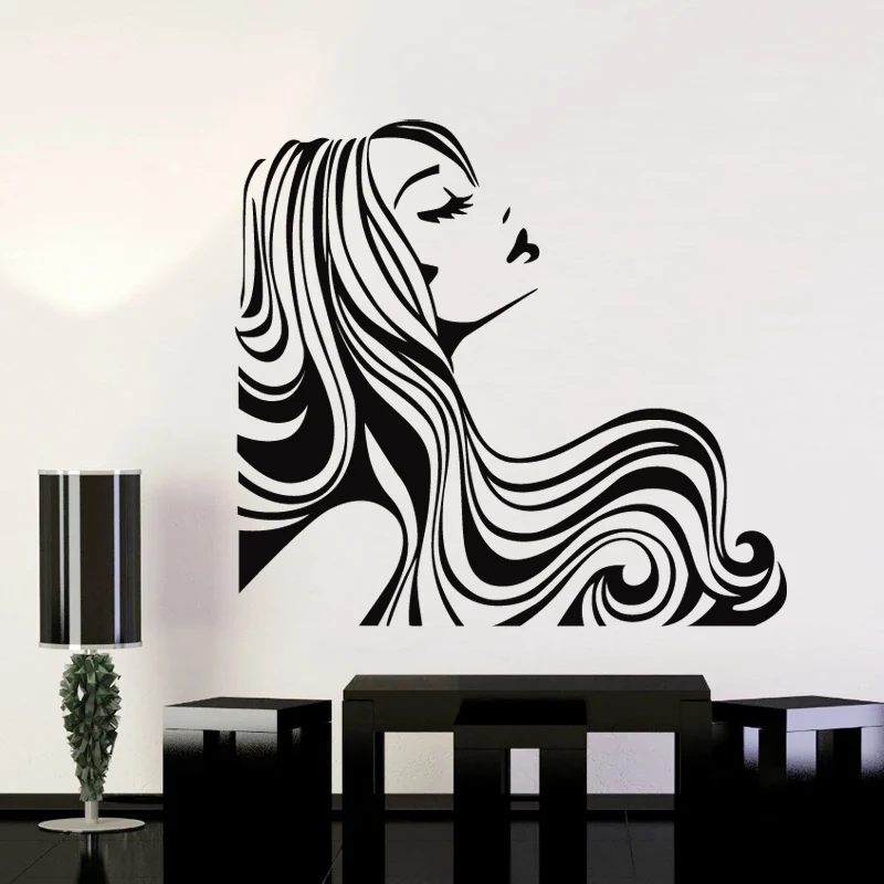 Beauty Salon Sticker Hair Salon Wall Decal Barber Shop Scissor Vinyl
