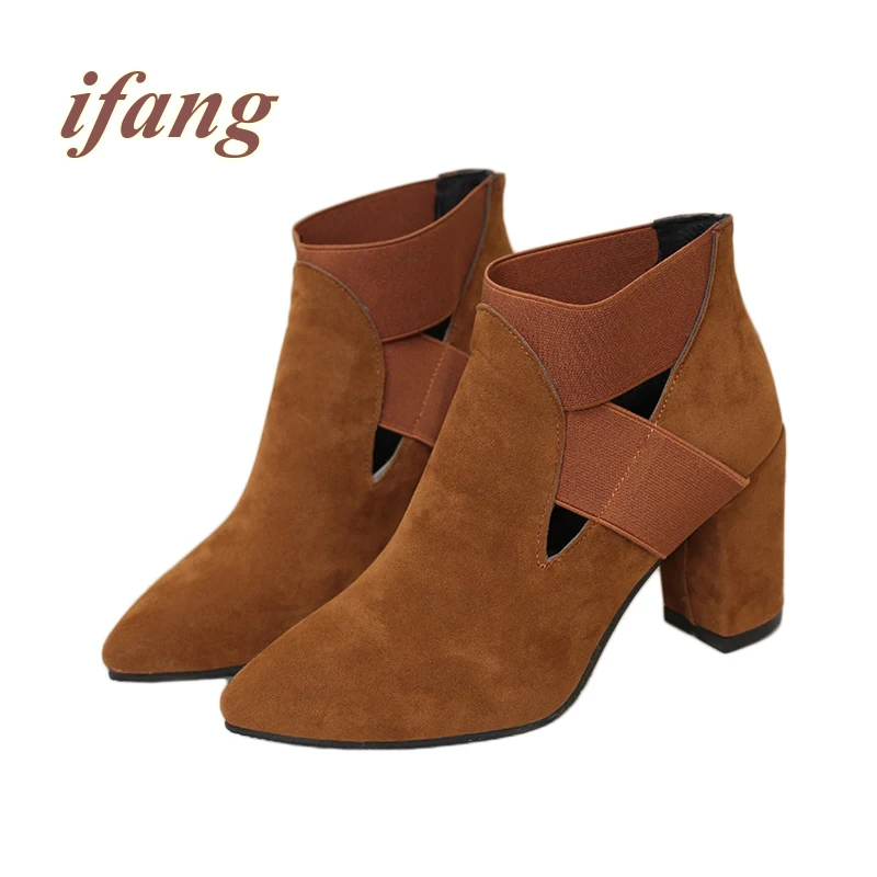 

ifang retro Fashion Women British style Ankle Boots Autumn Winter Martin High Heel Women Shoes Woman