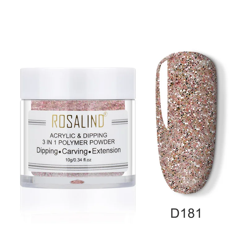 D181 ROSALIND 3 в 1 порошок кристалл акриловый порошок наращивание ногтей строитель погружения порошок дизайн ногтей резьба украшения для маникюра - Цвет: D181