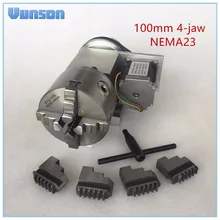 Полый вал 100 мм 4 кулачковый патрон NEMA23 двигатель ось вращения с ЧПУ 4th оси бабки для деревообработки CNC3040 фрезерный станок