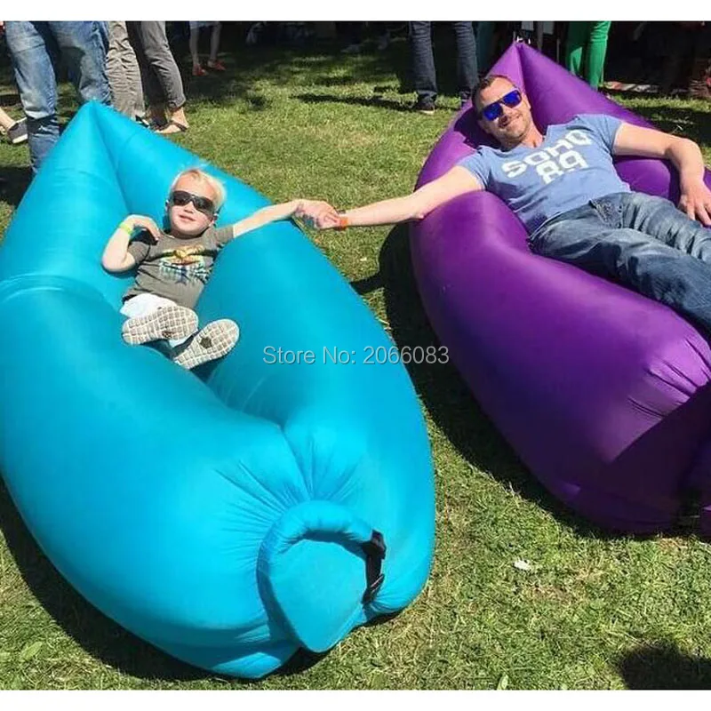 

Fast 10 seconds Inflatable Camping Sofa Sleeping lazy laybag banana Bag Hangout Air Bed Lounger Saco de dormir