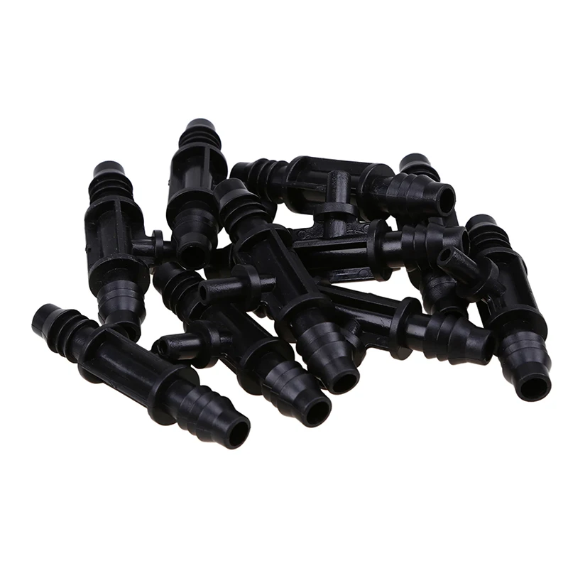 WCIC 10pcs 3 ways Plastic Water Hose Connector Joiner Drip Irrigation Pipe Fittings for Garden