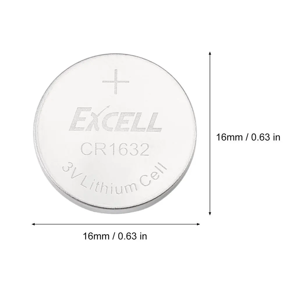 5pcs/set EXCELL 3V Lithium Button Cell CR1632 Coin Cell Battery for Remote Control& Kitchen Scale& Wireless Mouse