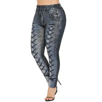 

Fashion Lace Up Women Skinny Jeans High Stretchy Denim Pencil Pants Trousers