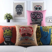 Американский каракули печати Подушка из льняного полотна Подушка разных Стиль в форме сердца с принтом «черепа» диванные подушки декоративные диванные подушки