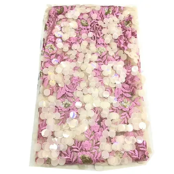 

Nigerian Lace Fabric 2019 High Quality Lace Material White Pink Tulle Lace Nigerian Lace Fabrics For Wedding Dresses xb65-1353