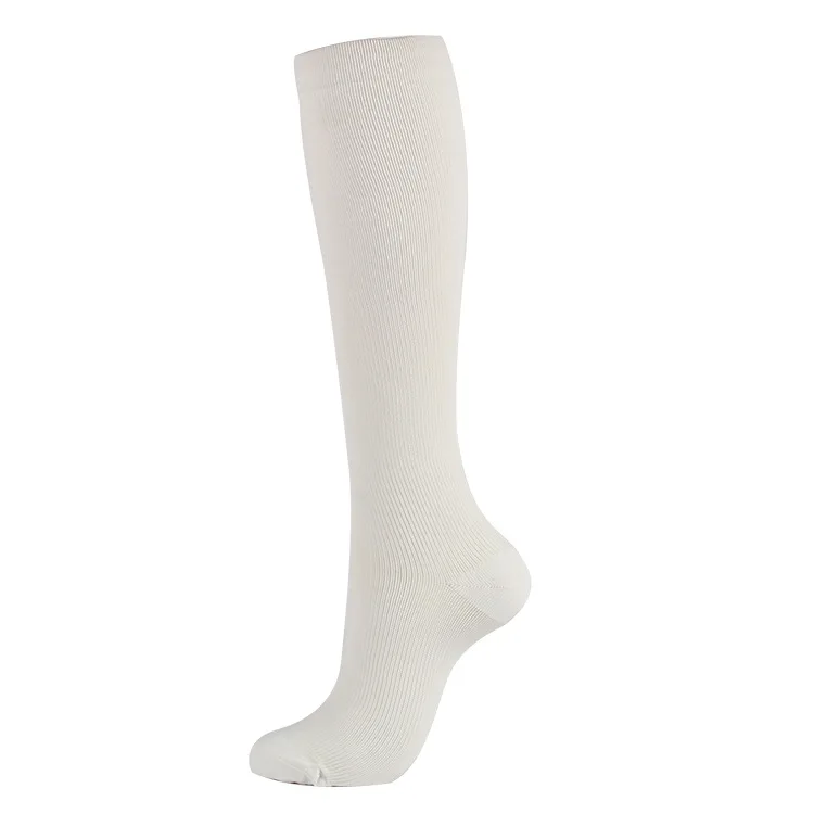 Унисекс, Одноцветный нейлоновый компрессионный носок для варикозного расширения вен, женский, формирующий, для путешествий, тянущийся, давление, циркуляция, хвостовик, носок - Цвет: Белый