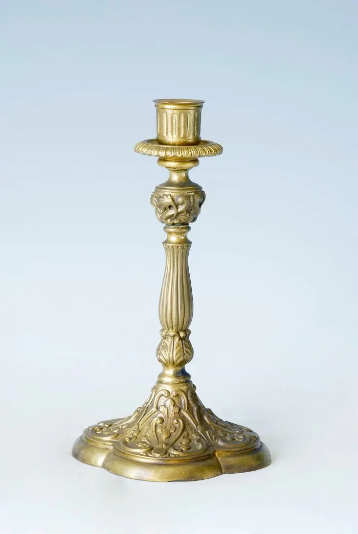 ATLIE Bronzes Vintage Bronze Metal Candle Holder Statue Candlestick