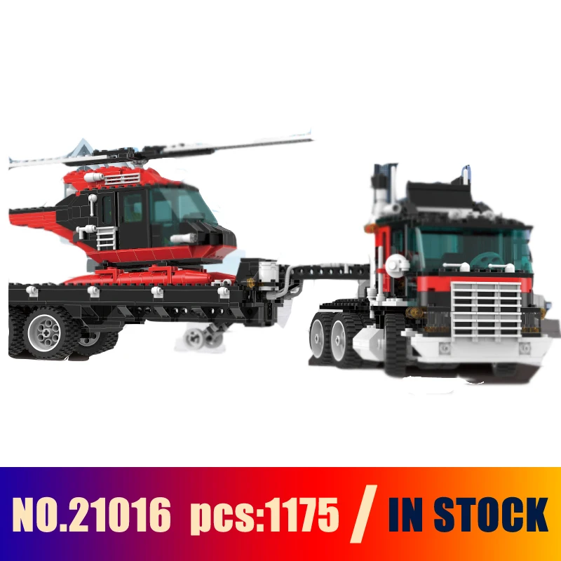 

Models Building Toy Truck Trailer with Helicopter 1175pcs 21016 Building Blocks Compatible Lego Technic 5590 Toys & Hobbies
