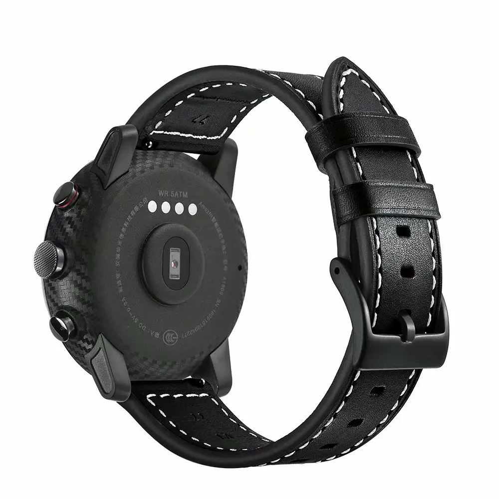 Ремешок для Xiaomi Huami Amazfit 2 1 кожаный браслет наручных часов Strat Pace2 Huawei Pro Gear S3 22