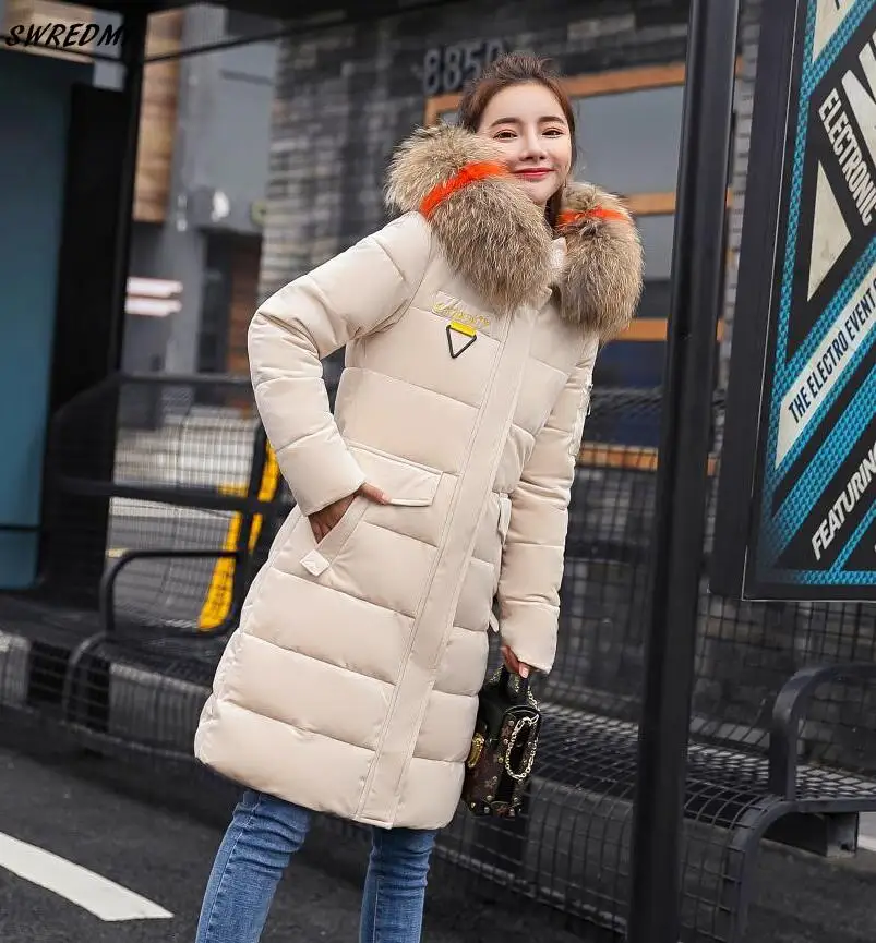 SWREDMI зимнее женское пальто Новая модная Толстая теплая Женская куртка размера плюс 3XL парка с хлопковой подкладкой пальто с капюшоном для студентов - Цвет: Бежевый