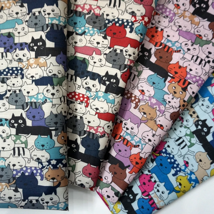 

145*90cm Cute cartoon cats waterproof Oxford cloth for patchwork PVC DIY Sewing Tablecloth bag raincoat