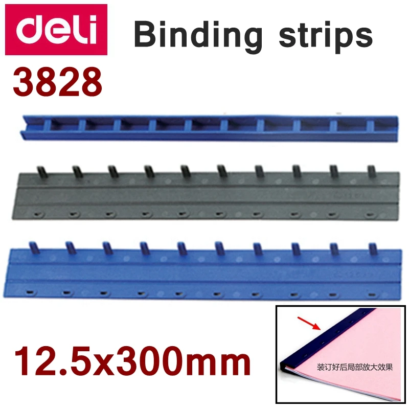 

100PCS/LOT Deli 3828 PVC Binding strips 10 holes A4(12.5x300mm) Comb binding machine suppliers binding 90 pages